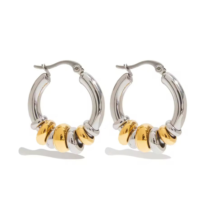 Dual-Tone Motion Hoop Earrings