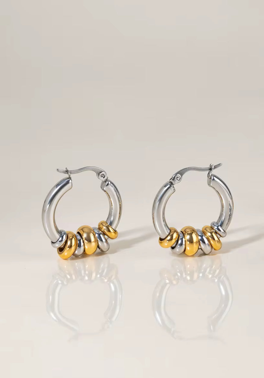 Dual-Tone Motion Hoop Earrings