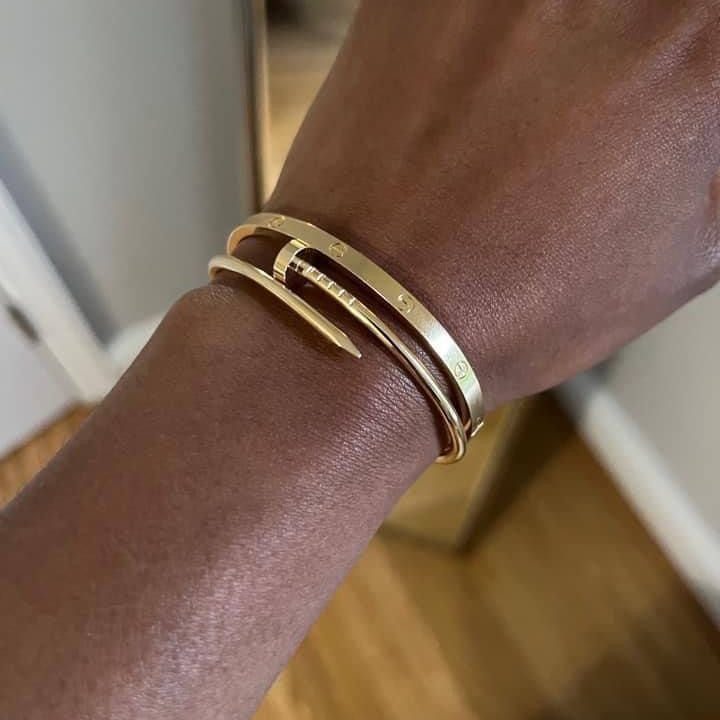 Gold Modern Minimalist Nail Bangle Bracelet