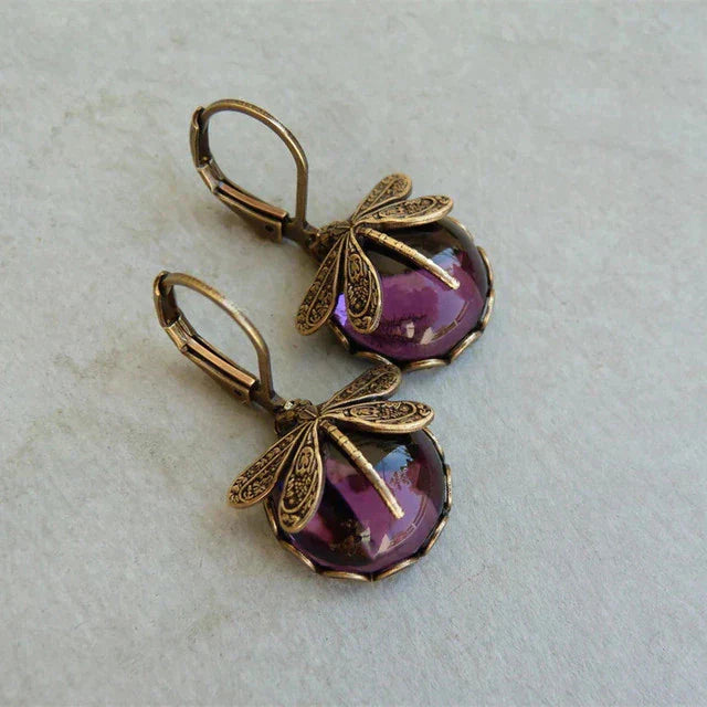 Vintage Gold Dragonfly Earrings
