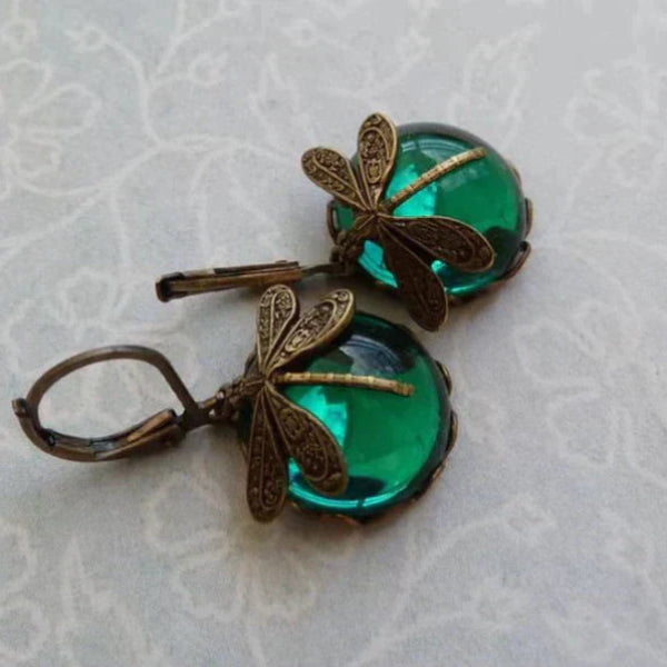 Vintage Gold Dragonfly Earrings