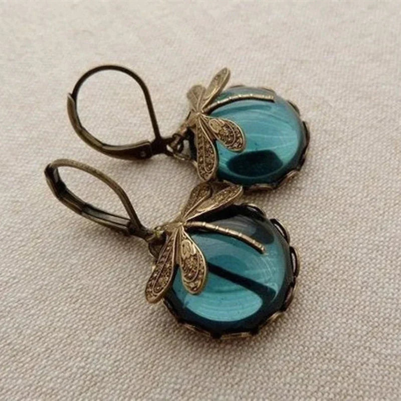 Vintage Gold Dragonfly Earrings