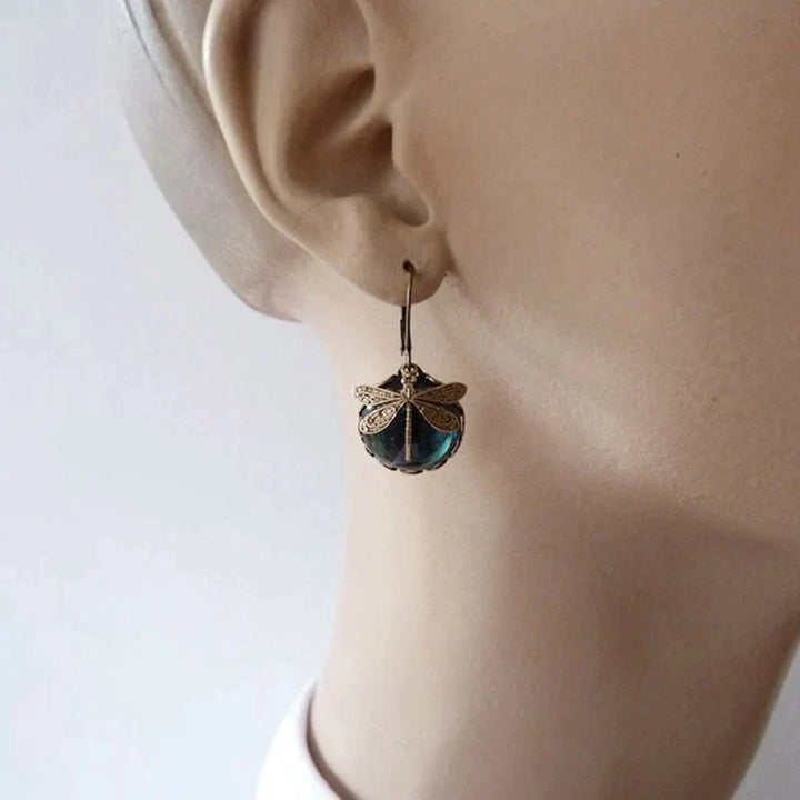 Vintage Gold Dragonfly Earrings