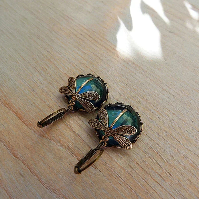 Vintage Gold Dragonfly Earrings