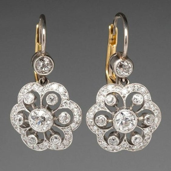 Crystal Flower Drop Earrings