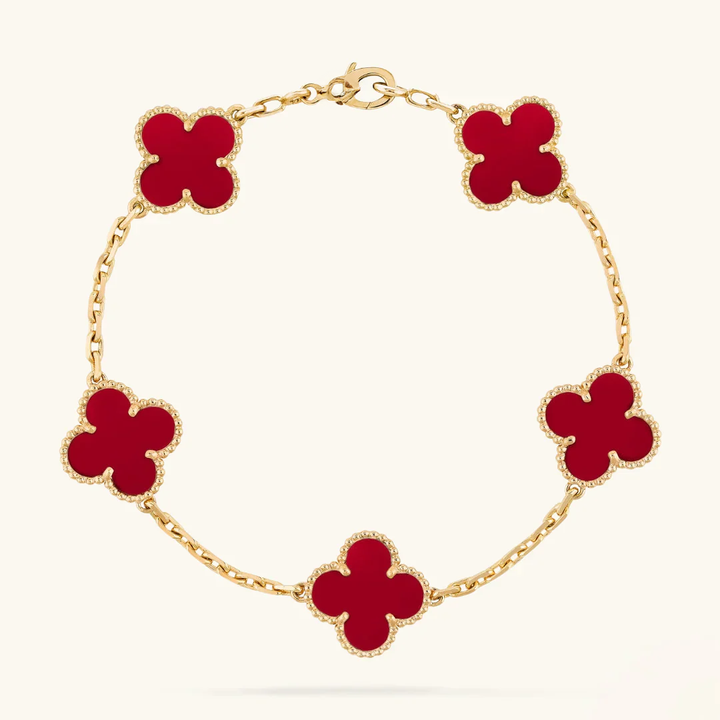Clover Bracelet Red – Stylish Four-Leaf Charm Bracelet for Luck & Elegance