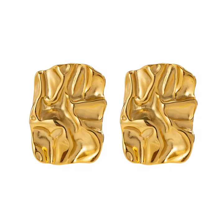 Gold Textured Stud Earrings