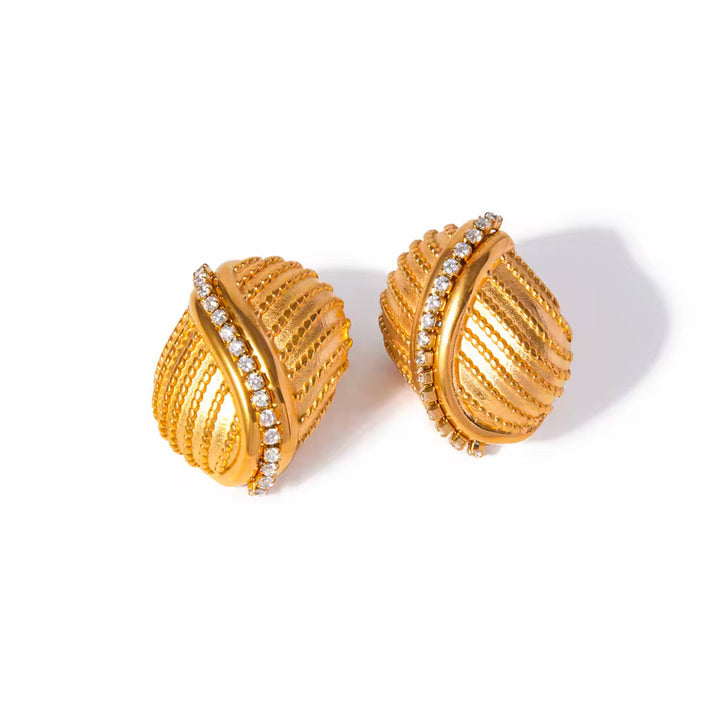 Gold Rhinestone Cross Stud Earrings