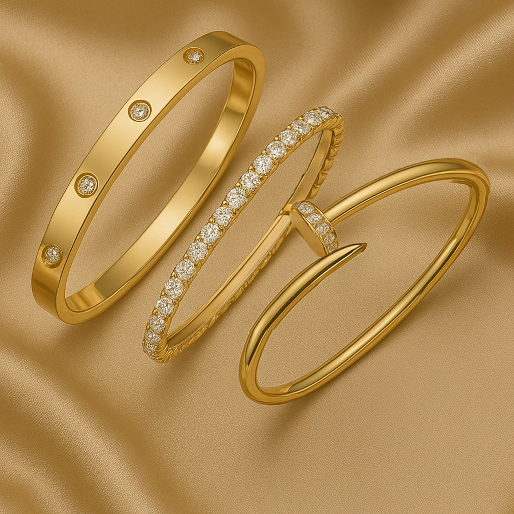 Luxury Gold Sparkling Bangles Bracelet Set