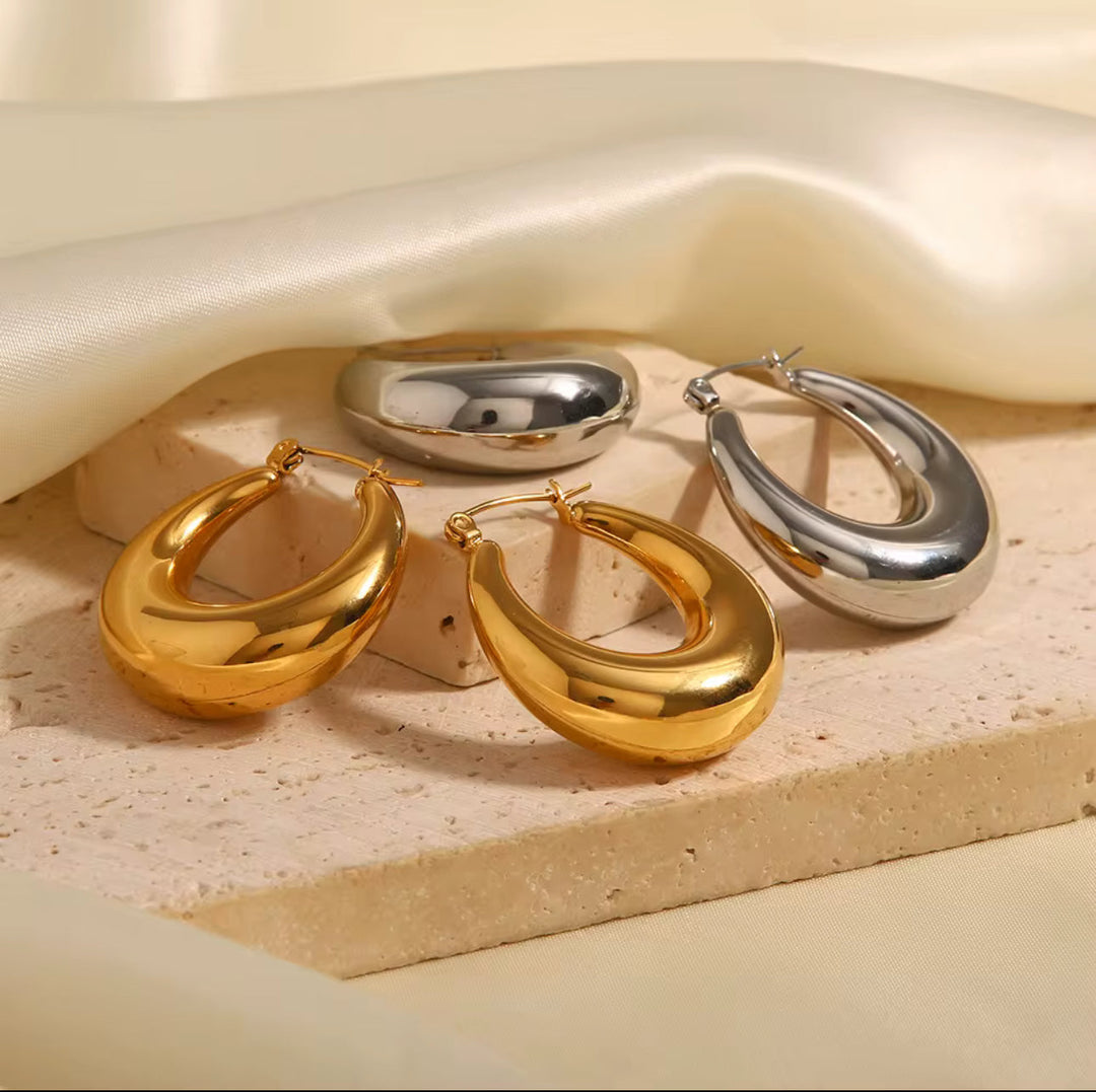 Chunky C-Shaped Hoop Earrings