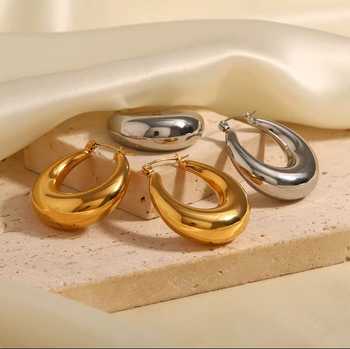 Chunky C-Shaped Hoop Earrings