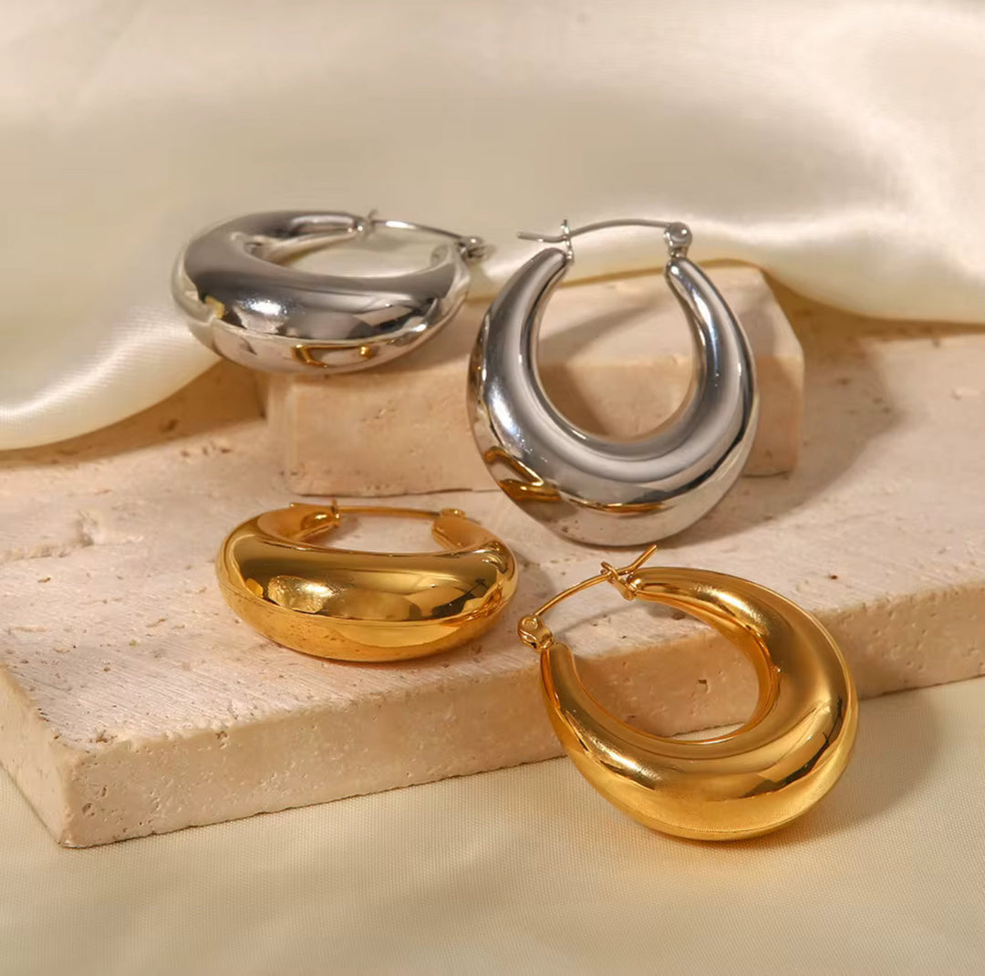 Chunky C-Shaped Hoop Earrings