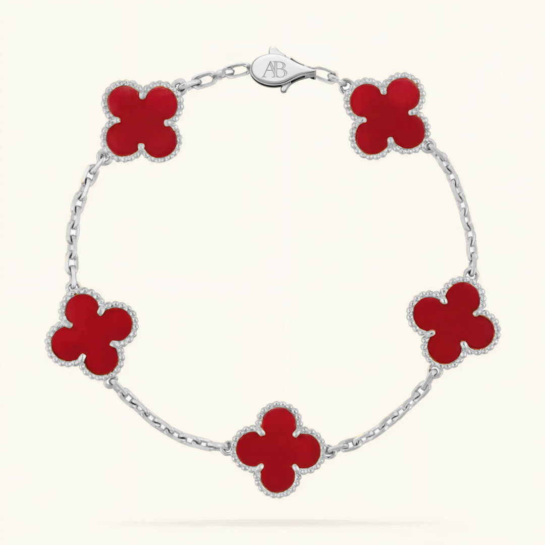 Clover Bracelet Red – Stylish Four-Leaf Charm Bracelet for Luck & Elegance