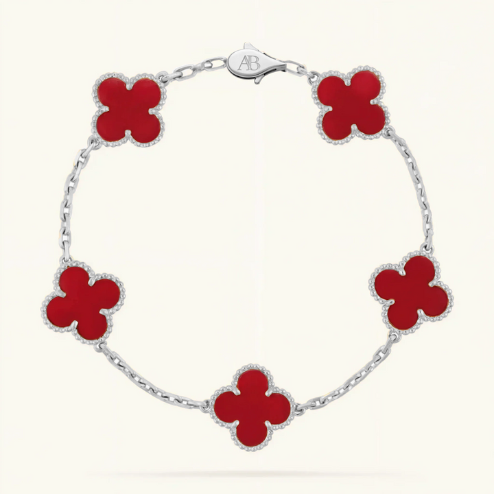 Clover Bracelet Red – Stylish Four-Leaf Charm Bracelet for Luck & Elegance
