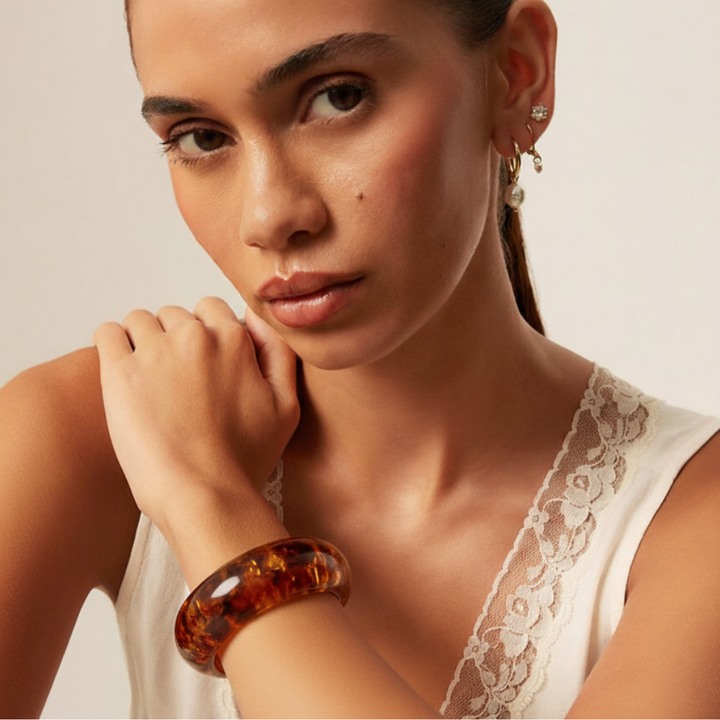 Resin Bangle Glossy Statement Bracelet