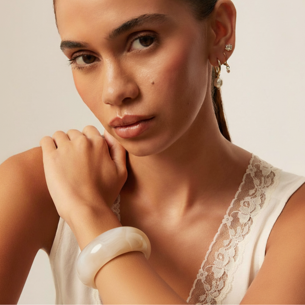 Resin Bangle Glossy Statement Bracelet