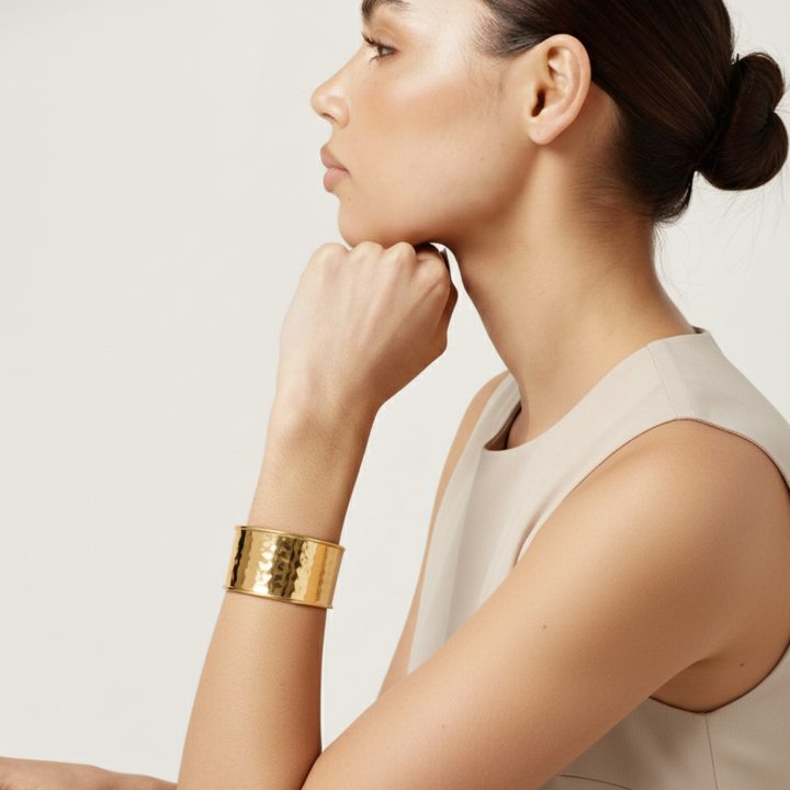 Gold Bangle Sculptural Statement Bracelet