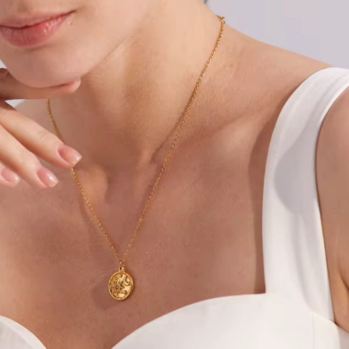 Star and Moon Pendant Dainty Necklace