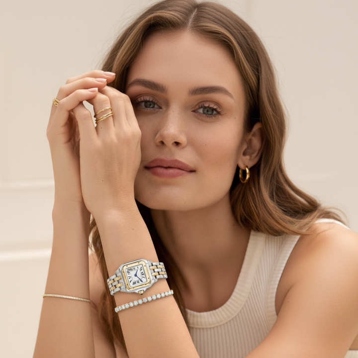 Hollywood Time Duo – Luxury Watch and Tennis Bracelet Set