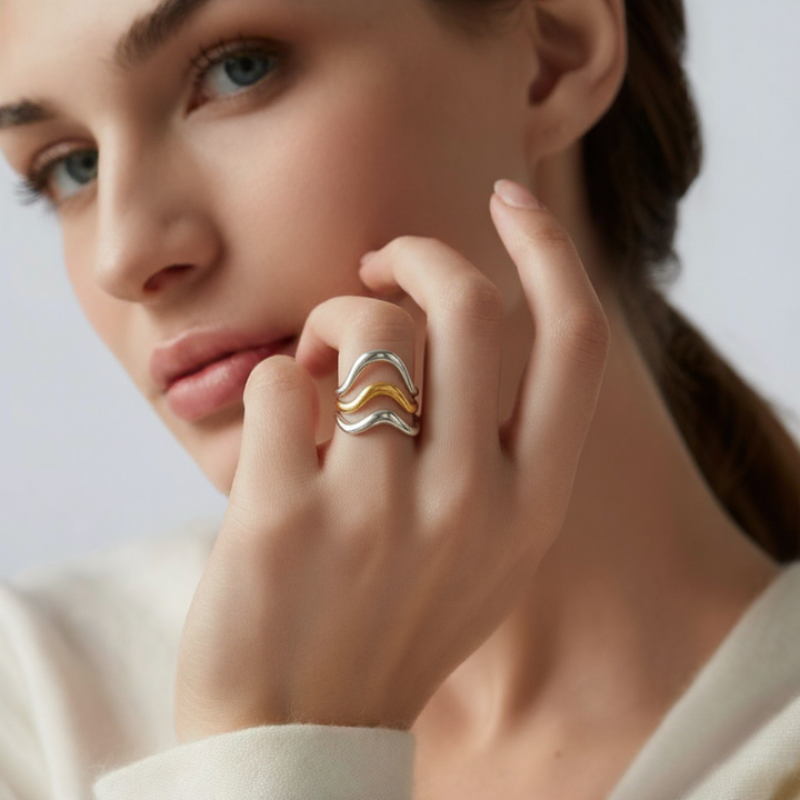 Wave Modern Sculpted Statement Ring