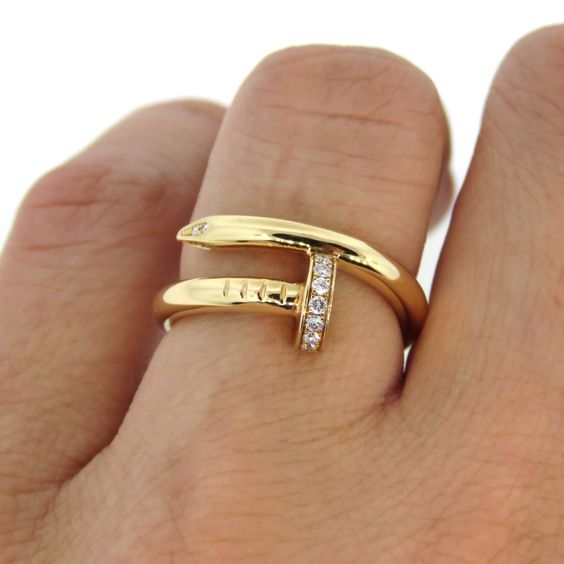 Gold Nail Wrap Ring with Crystal Accents
