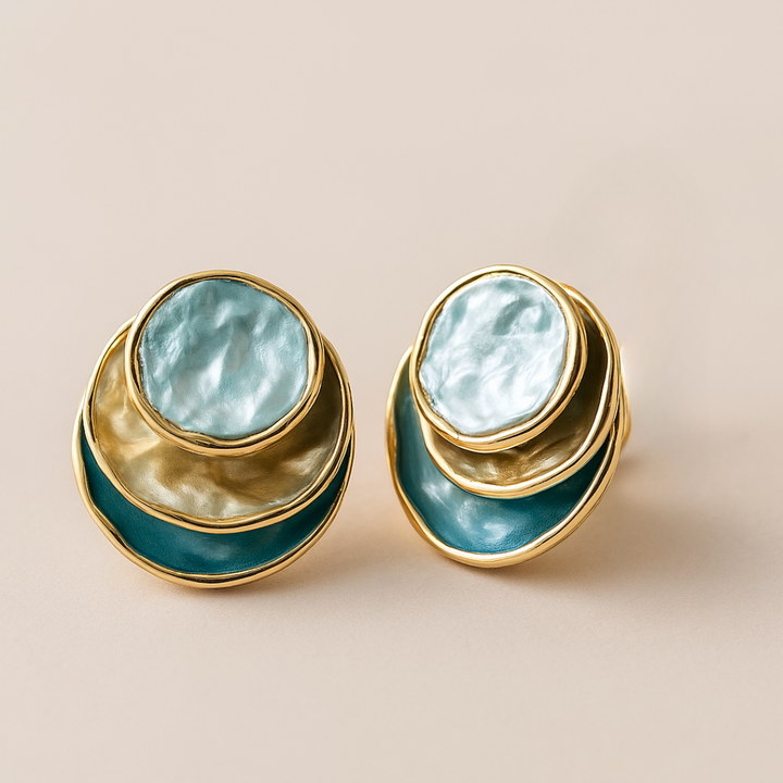 Vintage boho layered earrings – hand-painted