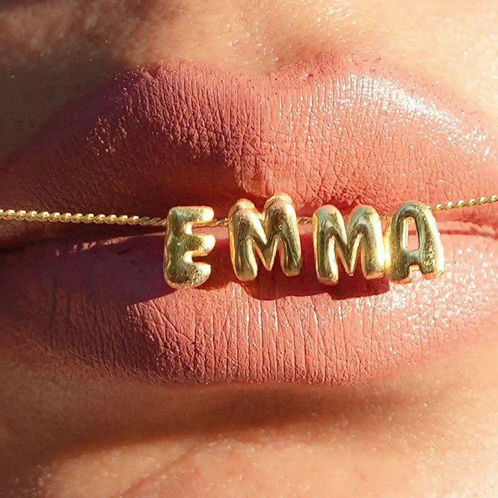 Custom Bubble Letter Name Necklace | 18K Gold Plated | Up to 6 Letters