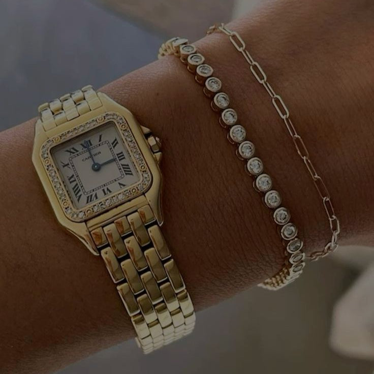 Hollywood Time Duo – Luxury Watch and Tennis Bracelet Set