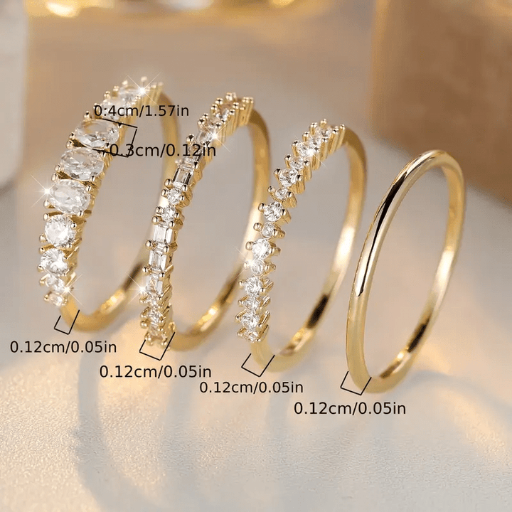 Minimalist Gold Zirconia Stacking Rings