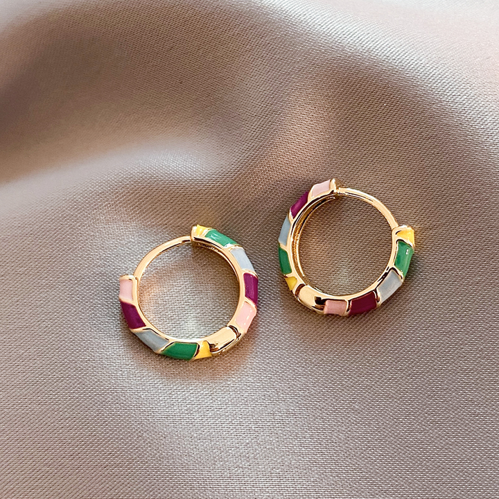 Minimalist Gold Enamel Earrings
