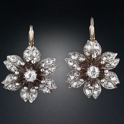Vintage Crystal Flower Drop Earrings