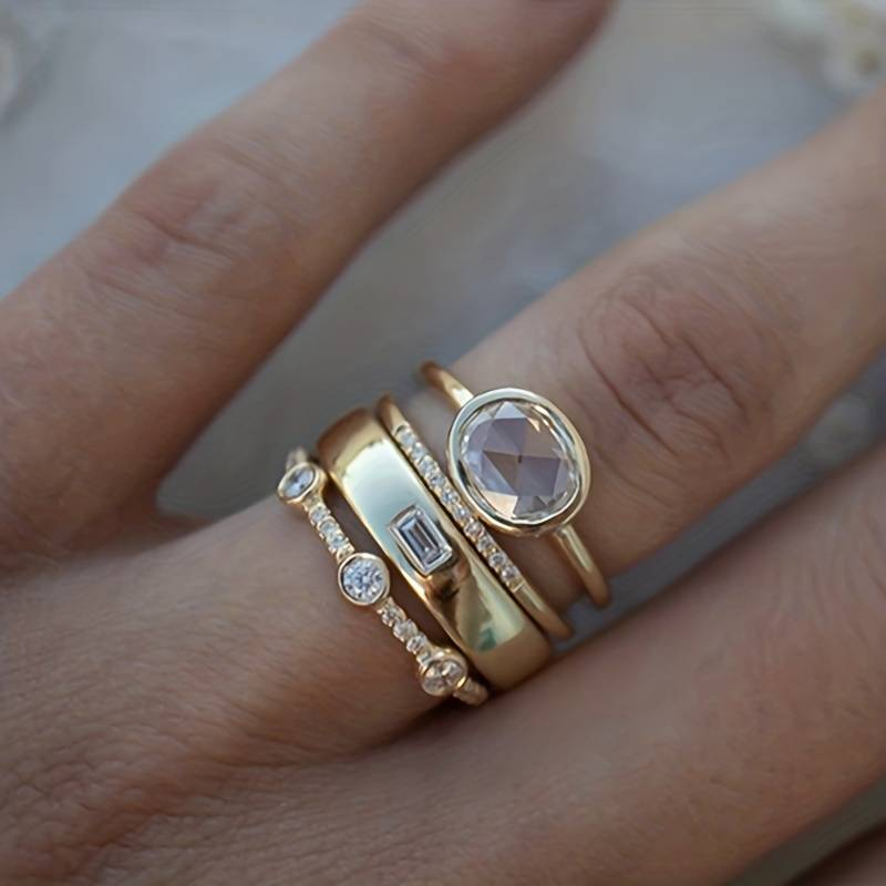 Classic Gold Zirconia Ring Duo