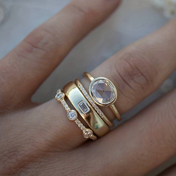 Classic Gold Zirconia Ring Duo