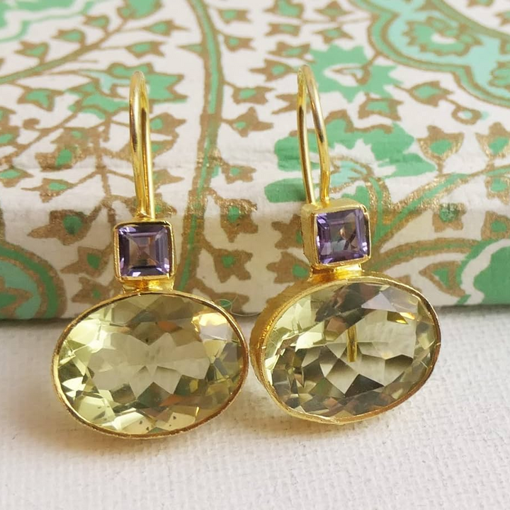 Vintage Green Gold Drop Earrings