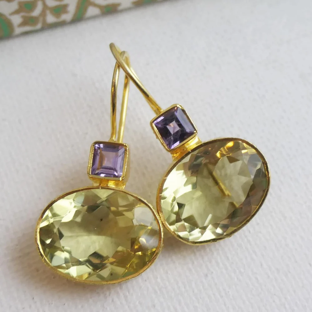 Vintage Green Gold Drop Earrings