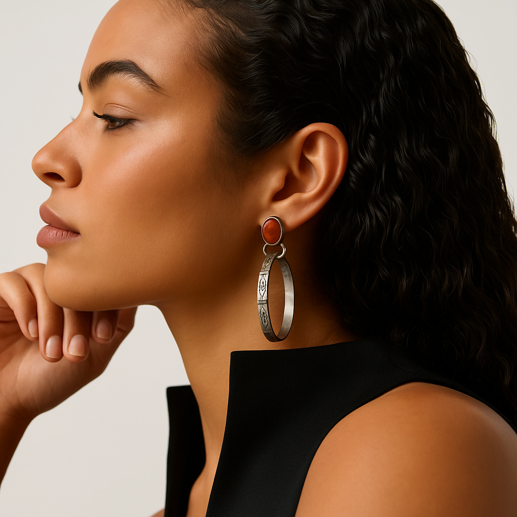 Vintage Gemstone Hoop Earrings